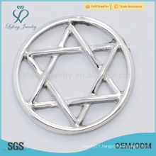 China factory price pure zinc alloy plates, star shape clear glass window plates fit fot 30mm lockets